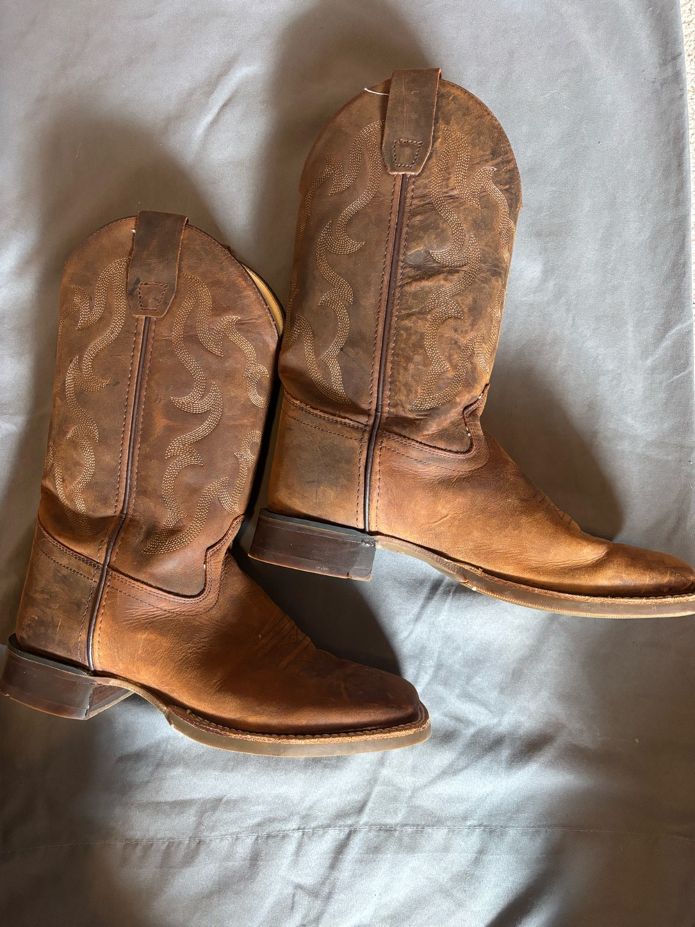 Old West Chestnut Brown Leather Cowboy Boots